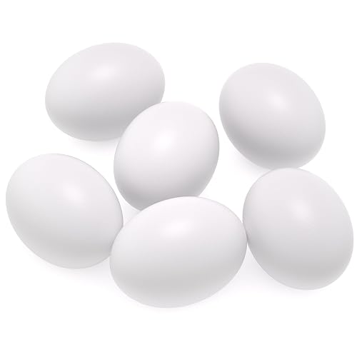 HOPOCO 8Pcs Wooden Fake Eggs for Hens, Handcrafted Non-Toxic &