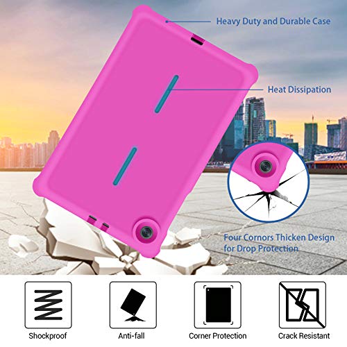 Mingshore Silicone Rubber Rear Bumper For Lenovo Tab M10 Fhd Plus (2Nd Gen) Tb-X606F Tb-X606X Tb-X606V Tb-X606Fa Tb-X606Xa M10 Plus 10.3 Inch Tablet Kids Friendly Rugged Bouncing Case (Raspberry) #TOP5