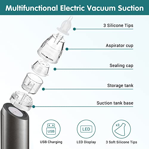 Ear Wax Vacuum Removal Tool, 6 Gear Strong Suction Electric Ear Cleaner Ear Vacuum Wax Remover, Usb Charge Earwax Removal Kit Reusable Soft Silicone Ear Cleaning Kit Water Remover Tool (Black) #TOP2