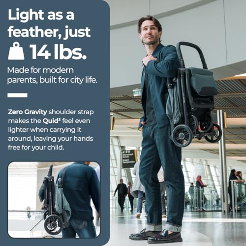 Image of Inglesina Quid Lightweight Compact Travel Stroller for Baby & Toddler 0-55 lbs - One-Hand Fold, Reclining Seat, Airline Approved, Car Seat Compatible, UPF 50+ Canopy - Galaxy Gray