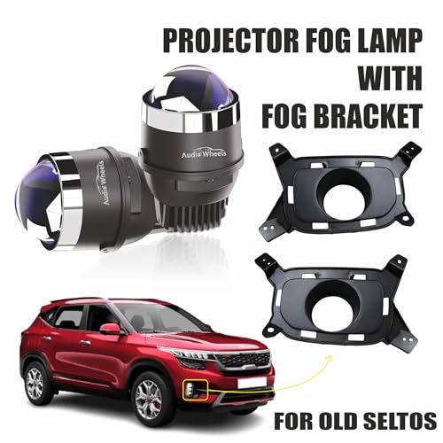 Image of Audio Wheels 3 Inch LED Projector Fog Lamp with Cover - 120W, Tri-Color (White /Warm /Yellow) | | 12V /24V Fog Light for Car & Vehicle Modification | 1-Year Warranty | Compatible with Kia Old Seltos