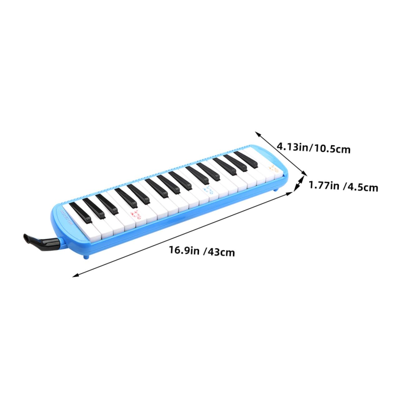 Mélodica à 32 Touches pour Débutants avec Embouchures D119 | Tube Long et Embouchure Courte, Design Compact en Plastique Bleu Blanc, Rythmes et Effets Sonores Intégrés
