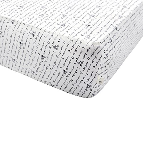 Burt's Bees Baby - Fitted Crib Sheet, Alphabet Bee 100% Organic Cotton Crib Sheet for Standard Crib and Toddler Mattresses (Blueberry)