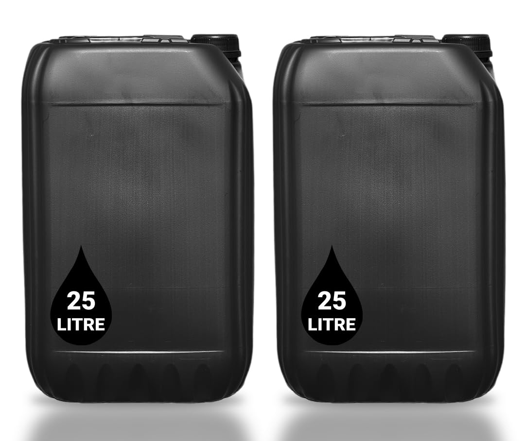 2 x 25L Water Container JERRY CAN - UN Approved Stackable Bottle Canister Drum + Tamper Evident Cap | Perfect for Storage of Water Liquids Waste | Food Grade HDPE