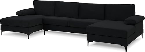 Miniatura 111 de Sofá modular moderno en forma de L, con diván extra ancho y patas doradas Gris,Negro -,Verde,Naranja,Gris oscuro,marino,Púrpura