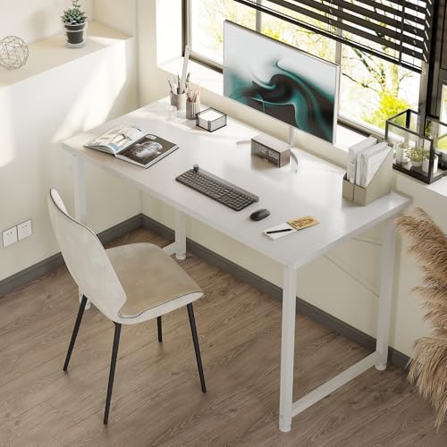 ODK Kleiner Schreibtisch, 100×48cm Computertisch Bürotisch für Arbeitszimmer, Schlafzimmer, Wohnzimmer,Büro, Schreibtisch Klein Modern Holz PC Tisch Officetisch für Home, Office, Weiß