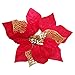 Crazy Night (Pack of 12) Glitter Poinsettia Christmas Tree Ornaments (Red)