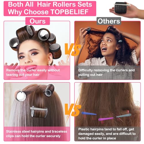 48 Piezas Rulos de Pelo Rizador sin Calor Rulos Pelo Grandes Rizador Autoadhesivo con Clips 4 Rizadores de Diferentes Tamaños 60mm 48mm 36mm 25mm Para Peluquería Bricolaje y Peluquería - imagen 5