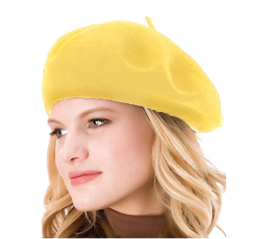 Women\'s Wool French Beret Hat Comfortable Solid Color Beret Cap Basic Yellow ZLYC Wool French Beret Hat Solid Color Beret Cap for Women  main image 4