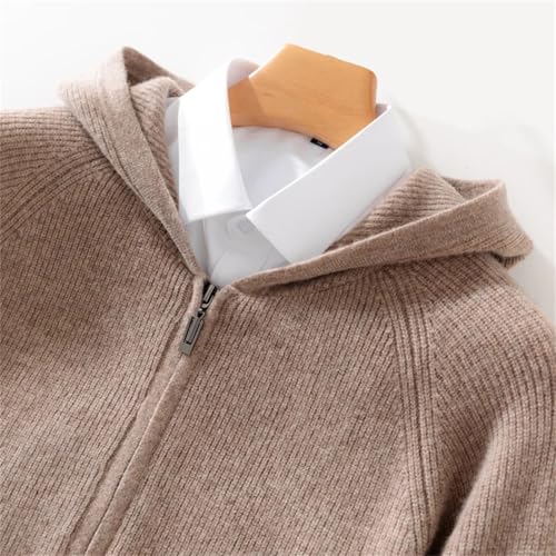 Men Zippers Hooded Cardigan Thick Casual Loose Style Sweater Merino Wool Knitwear Tops2