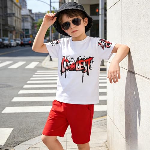 Image of Yoxindax Boys Clothes 2-Piece Casual Street Style Turn-Down Collar Half Zip Kids 4-12 Years Teen Boys Summer Outfits