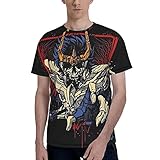 Saint Anime Seiya Men's T-Shirt Soft Casual Short Sleeve Tees Unisex Crewneck Workout T-Shirt Large Black