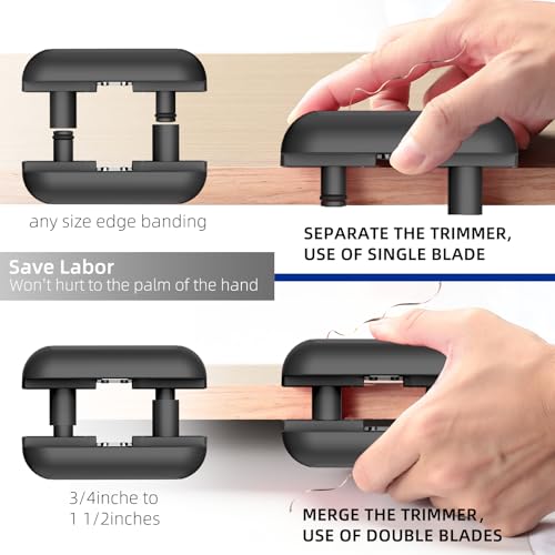 Image of GSCIT Club Edge Banding Trimmer, with Tungsten Carbide Blades, Hand Planer Edge Bander for Burrs,Edge Corner Planer,Wood Chamfering Fillet Scraper,Edge Banding Cutter for PVC ABS Melamine (Gray)