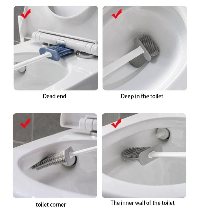Image of 2 in 1 Wall Hanging Toilet Brush with Holder, Long Handle Bathroom Cleaning Brush, Deep Cleaning Toilet Bowl Brush, Space Saving & Hygienic Toilet Cleaning Set for Home & Bathroom