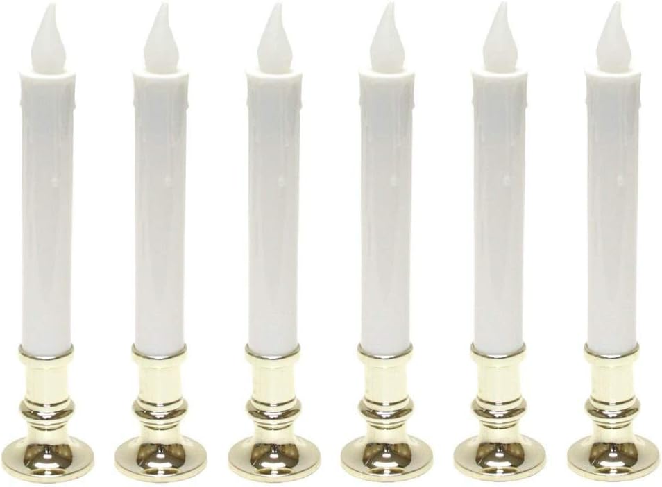 Gerson 9 inch battery operated candolier candle lamp with timer 6 pack