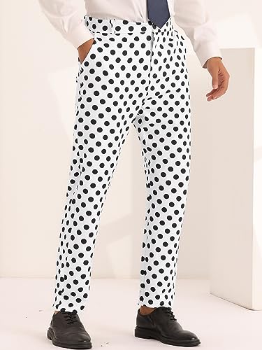 Lars Amadeus Polka Dots Dress Pants for Men's Big and Tall Flat Front Formal Printed Trousers2
