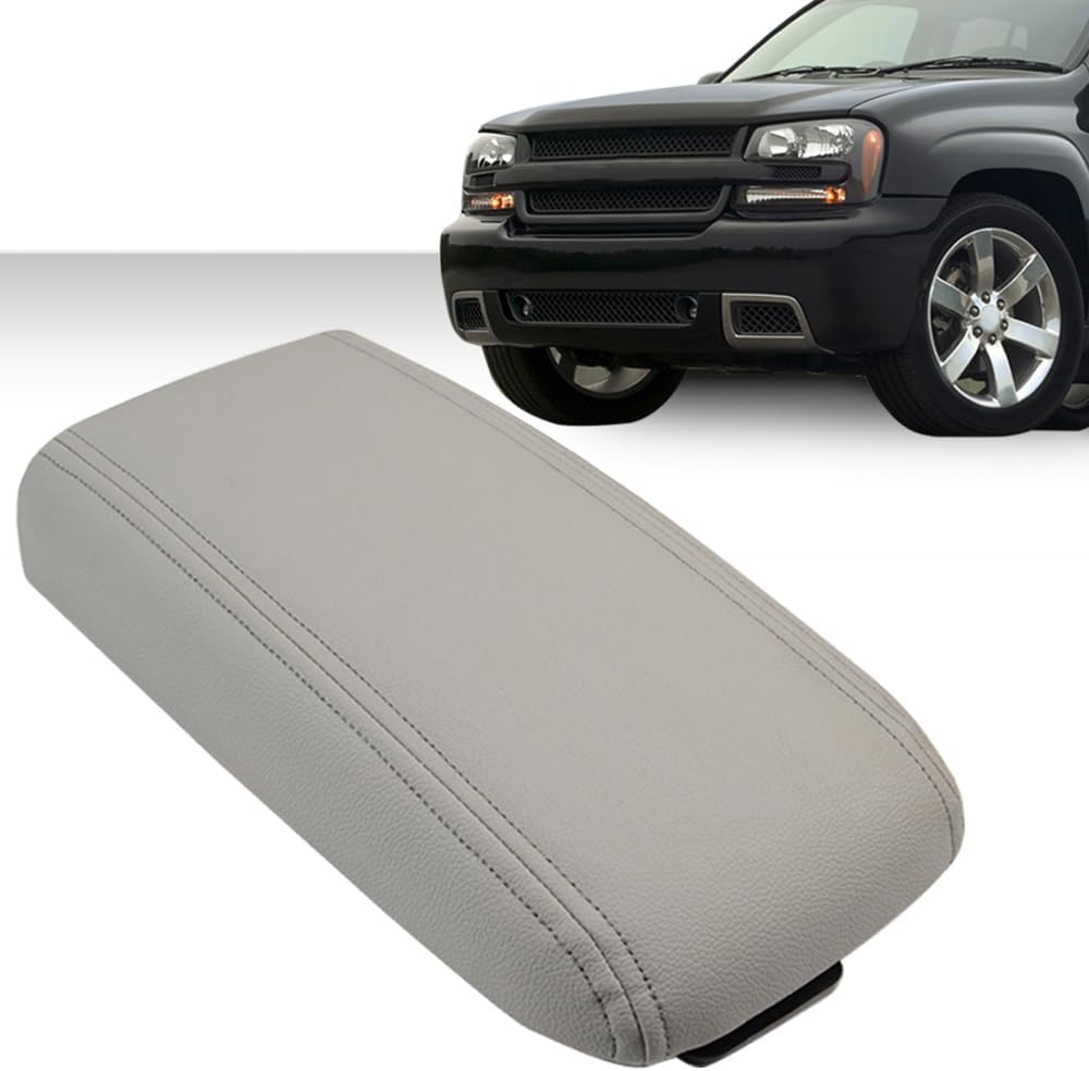 G-PLUS Center Console Lid Repair Armrest Kit, Fit for 2006 2007 2008 2009 Chevy Trailblazer/GMC Envoy (with Front Manual Temperature Control) 25998847,88986007,924-808,GM88986007 Gray Console Lid