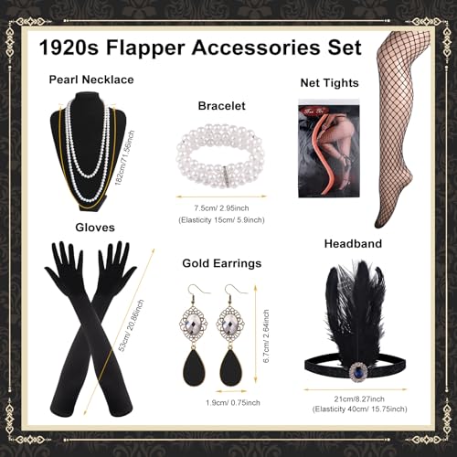 PLULON 1920s Dresses for Women, Sequin Fringed Gatsby Flapper Cocktail Dresses 1920s with 20s Accessories Set, Roaring 20s Costumes - Thumbnail 6