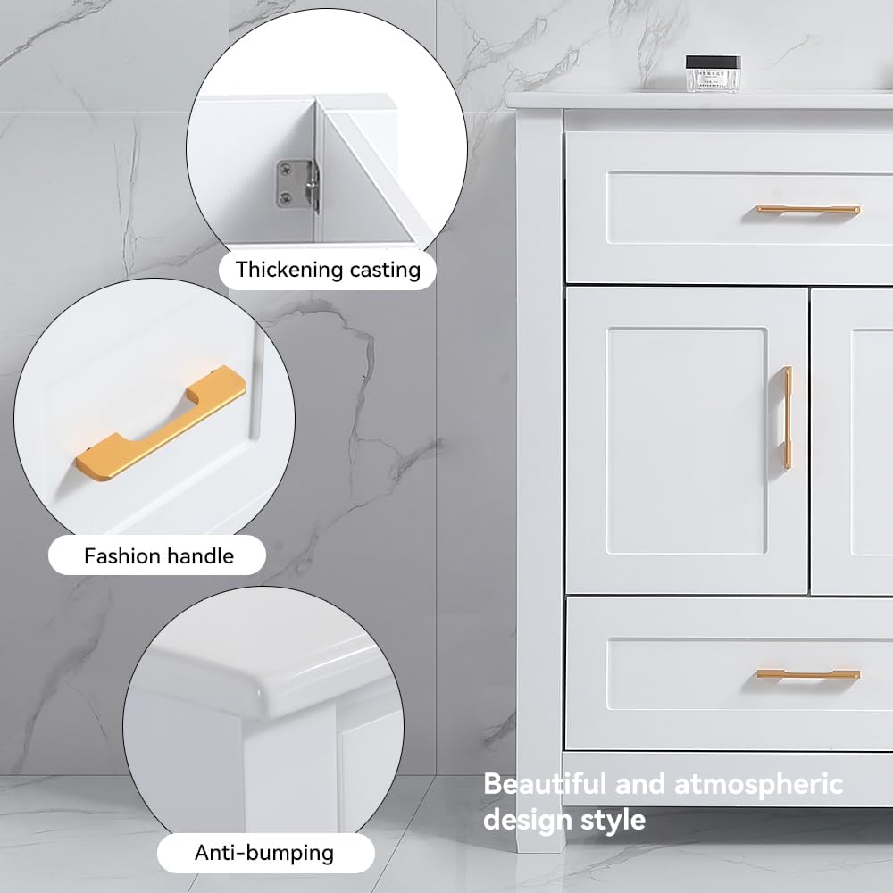 LZ LEISURE ZONE 48" Bathroom Vanity with Ceramic Sink Combo, Abundant Cabinet -4 Soft Close Doors and 4 Drawers, White