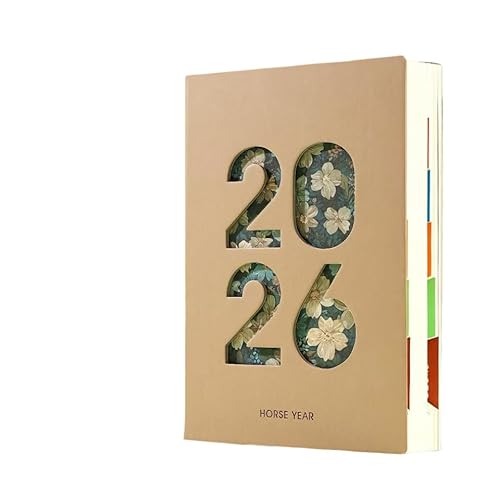 YXCAAMC �蒠 2026 1���n�܂�2026�N12���܂� 1��1�y�[�W 365���蒠�E�����y�[�W ���ԊǗ� �X�P�W���[���� �f�C���[�m�[�g �}���X���[�v�����i�[ PU���U�[�J�o�[�t�� A5�T�C�Y�����E�w�K�E�L�^�ɍœK �j�����p(�u���E��)