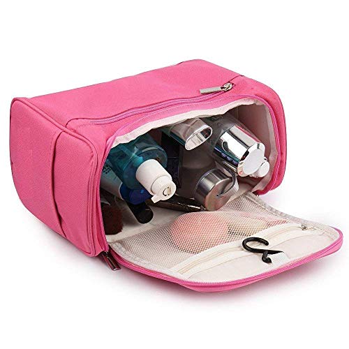 Image of KUKLAR Premium Hanging Travel Toiletry Bag for Women and Men - Mens Travel Bag Toiletry with Expandable Compartments and Detachable TSA Friendly Clear Pouch (Pink)
