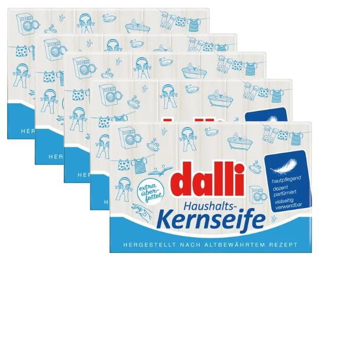Dalli Jabón de núcleo 3 unidades (300 g) - Jabón doméstico ligeramente perfumado, versátil para el cuidado de la piel, eliminación de manchas y limpieza textil, suave y delicado con la piel