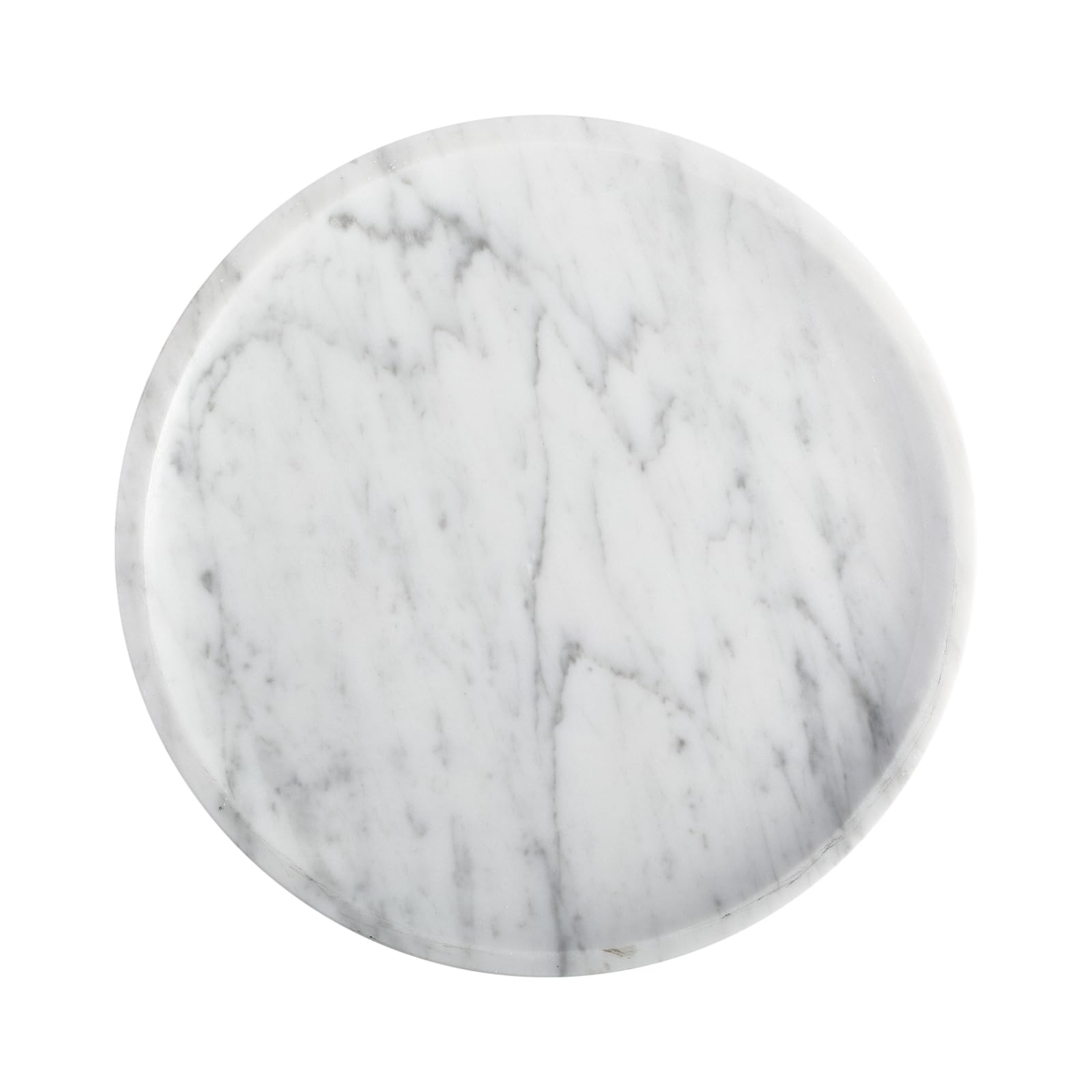 Koville Italian Natural Marble Tray for Bathroom Countertop, 9.8" Diam Round for Kitchen Counter, Decorative Vanity, Coffee Table Serving, Perfume Jewelry Dish (Arabescato)