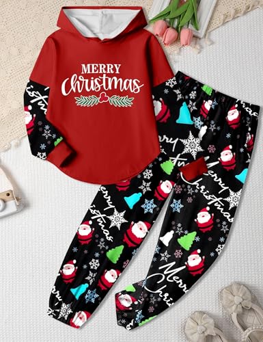 Image of Girls Fall Outfits Sweetie-girl Hoodie and Camo Pants Size 6-16 | Curved Hem Design,Skin-friendly Cotton Blend,for Daily School Playdates,Fall&Winter,Easy On & Off Pullover