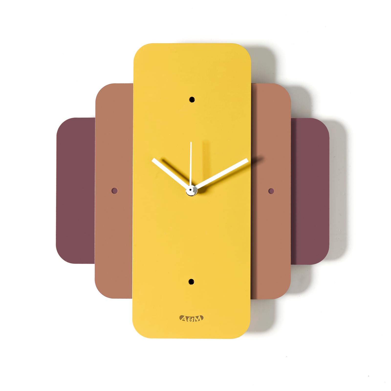 Horloge murale en fer Arti & Mestieri Empire 28x30 cm violet et ocre
