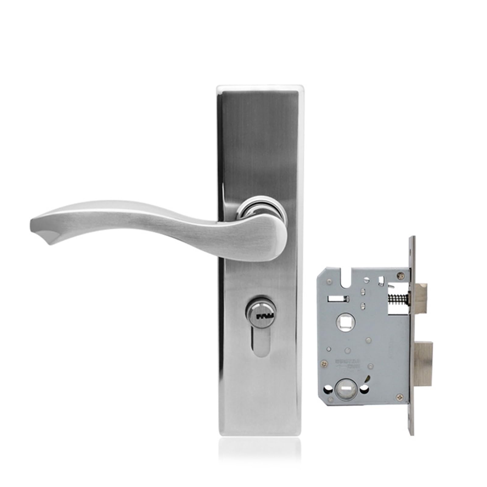Serrure de porte de chambre en acier inoxydable double languette à la finition épurée