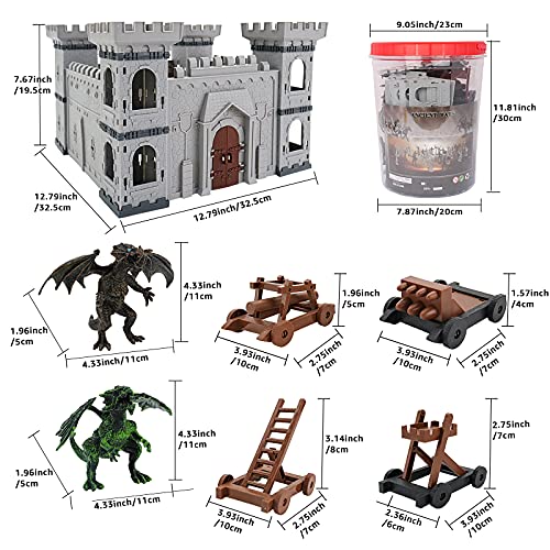 deAO 76-teiliges Antikes Militär Spielset - Burg, Soldaten, Schildwagen, Leiter, Fliegender Drache und… – Bild 6