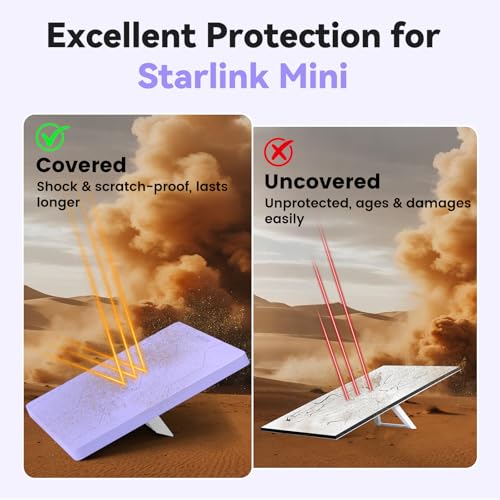 Image of Starlink Mini Protective Cover Case, Hailproof Liquid Silicone Protective Case for Starlink Mini Dish, Star Link Minis Accessories Waterproof Shockproof Portable for Outdoor Camping, Purple