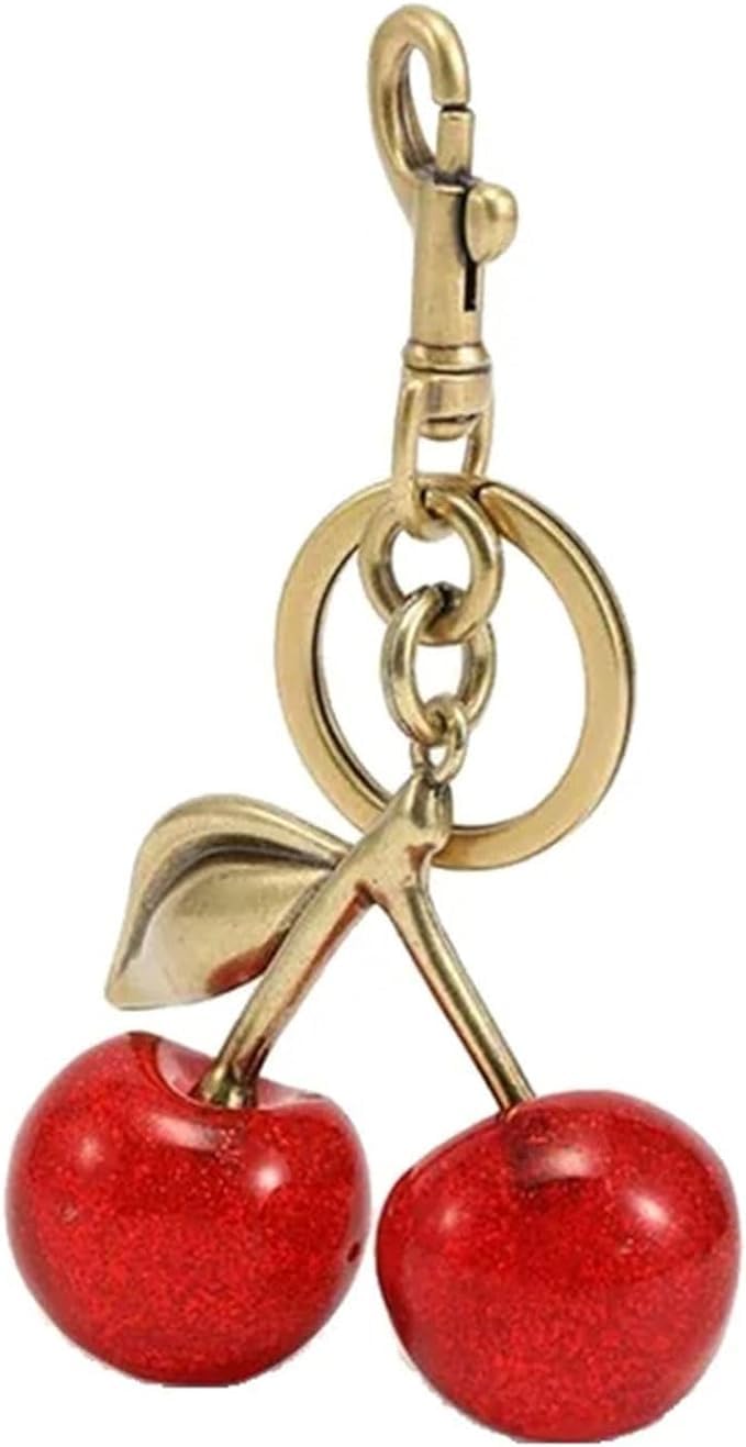 COSSIKA Stylish Cherry Bag Charm Keychain Pendant, As shown in the figure, Stainless Steel