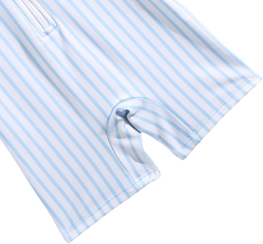 Baby Swimsuit Boy Infant One Piece Rash Guard Bathing Suit Short Sleeve Zipper Toddler Boys Beach Swimwear - Image 4