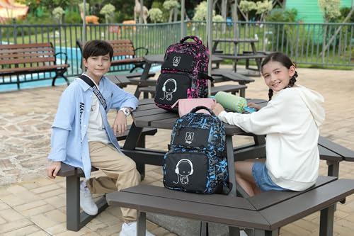 Asge schulrucksack für Jungen und Mädchen - Wasserdichter Rucksack Teenager, Reflektierend, Groß, für Schule und Outdoor Camping, inkl. Schultertaschen Set