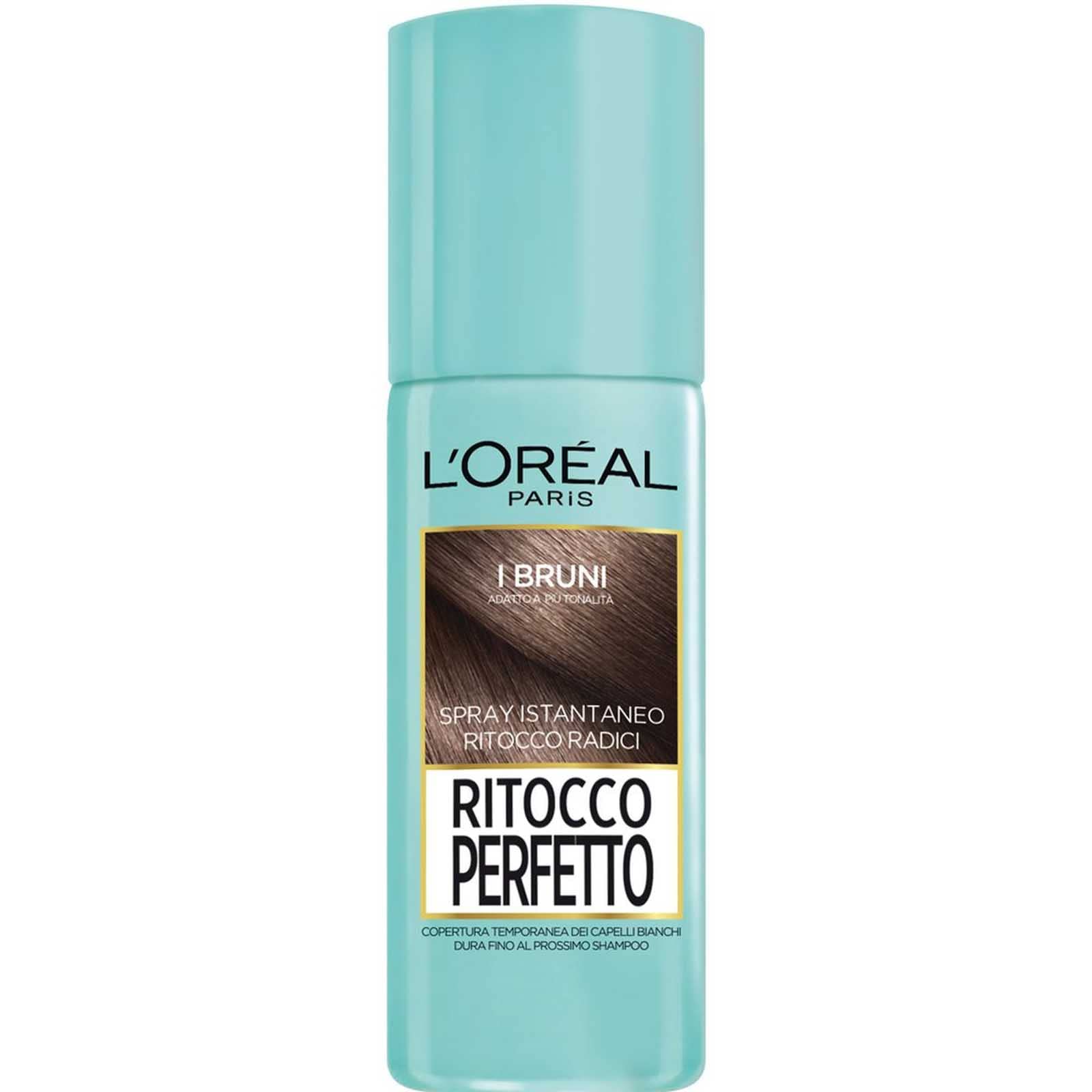 L'Oréal Paris Ritocco Perfetto Spray per Capelli Bruni Correttore Istantaneo Radici Contro Ricrescita Copertura Temporanea Capelli Bianchi Formula No Transfer ad Asciugatura Rapida - 8 Flaconi da 75ml