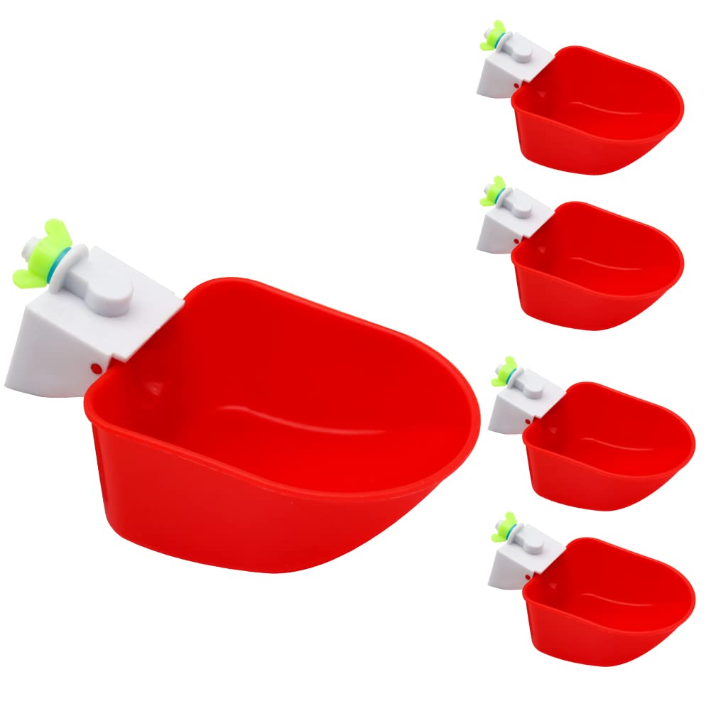 5 Pcs Poultry Automatic Drinking Cups, Large Capacity Chicken Water Dispenser Drinker for Hens Ducks Goose Quail, 3/8 Inch Thread