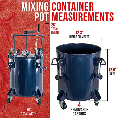 Tcp Global Commercial 5 Gallon (20 Liters) Spray Paint Pressure Pot Tank With Manual Mixing Agitator With Master Elite Series 25 Foot Air And Fluid Hose Assembly Set With Fittings thumb #4