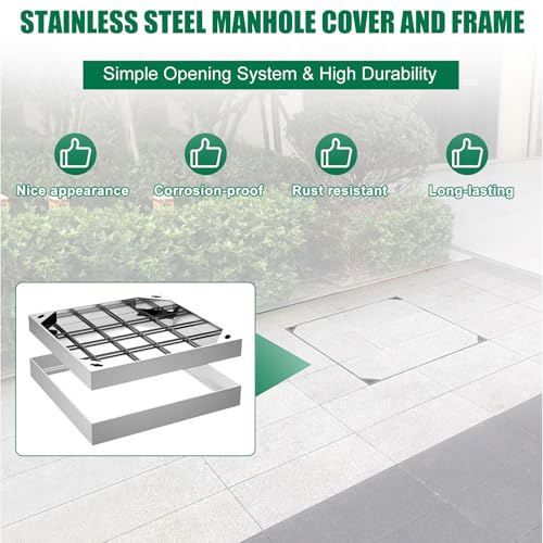 Couvercle de regard pour votre terrasse et allée de jardin en inox dissimulé