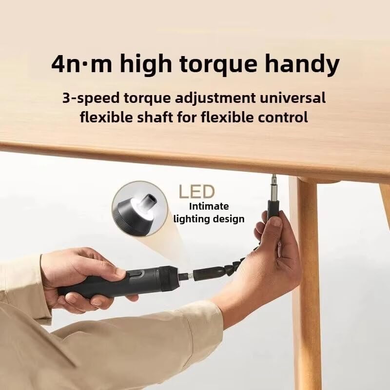 Electric Screwdriver For Electric Screwdriver Tool Set 4Nm Type-C Charging Compact Toolbox Household Repair Kit Multitool（Color.:Black)