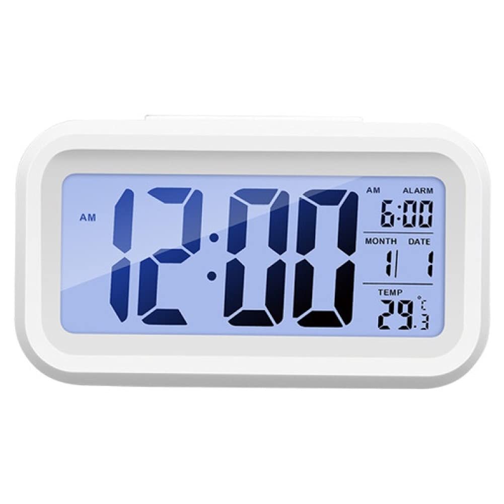 Aubealba Plastic Digital Silent Backlight Display Calendar Snooze Light Smart Battery Operated Alarm Table Clock With Automatic Sensor, Date And Temperature (White) - 13.5 Cm (B08R8KKTNH) Amazon Price History, Amazon Price Tracker