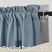 RYB HOME Extra Long Linen Curtains Semi Sheer Drapes Natural Linen Textured Blend Boho Window Decor for Living Room Bedroom Front Door High Ceiling Window, Stone Blue, W 52 x L 84, 1 Pair