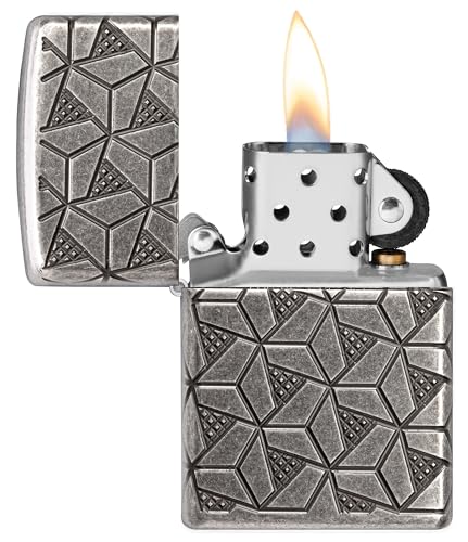 Zippo Armor encendedor geométrico plateado antiguo miniatura 6