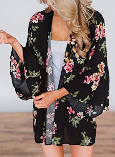 image for Balasami Women's Floral Cardigan Lightweight Kimono Casual Loose Open 