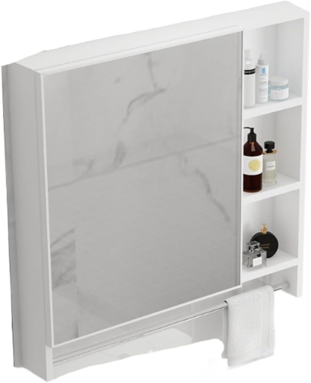 アルミニウム ミラーボックス バスルーム用 壁掛け収納 ホワイト 55x75cm シンプルデザイン 組み合わせ 省スペース 収納ボッ