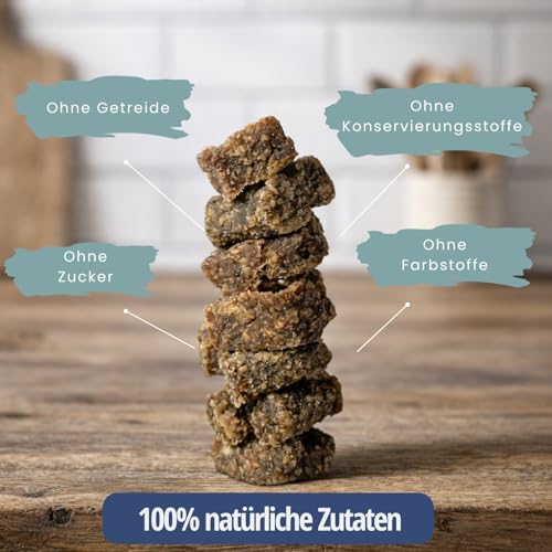 PetLove Fleisch Softies für Hunde • Hundeleckerli ohne Getreide • 63% Fleischgehalt • Hunde Leckerlis für Training • Strauß (3x200g)