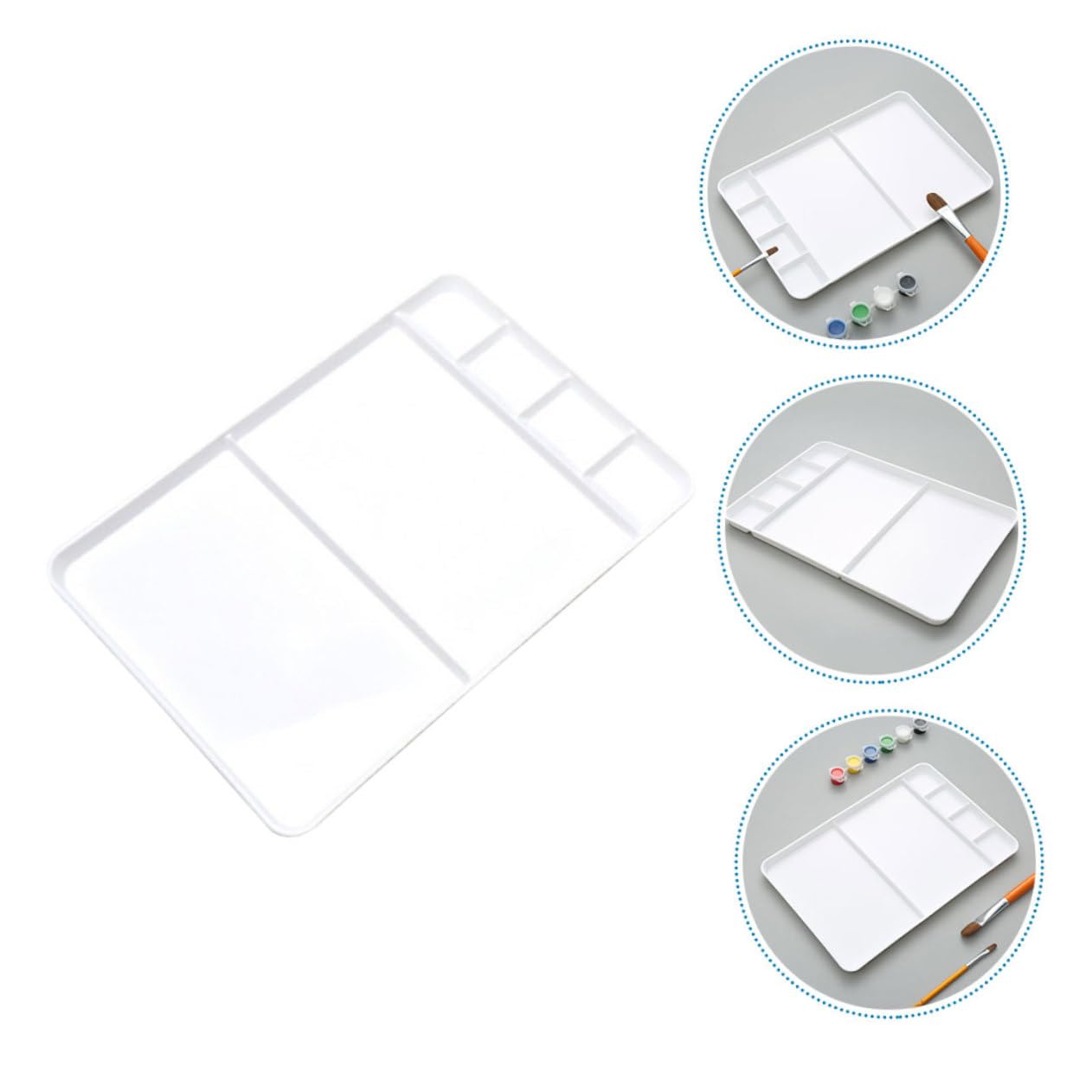 Palette de Peinture Carrée à Compartiments en PP Blanc
