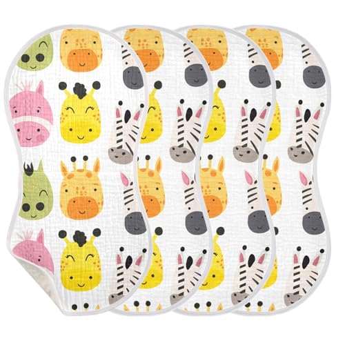 2 Pack Baby Burp Cloths, Soft Absorbent Burping Cloths for Babies, Cotton Milk Spit Up Rags, Large Size for Newborns, Baby Boys and Girls (Horse Face Design)3
