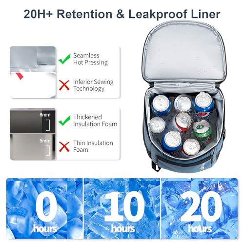 Image of SPARTER Backpack Cooler Insulated Leak Proof 33 /49 Cans, 2 Insulated Compartments Thermal Bag, Portable Lightweight Beach Travel Camping Lunch Backpack for Men and Women