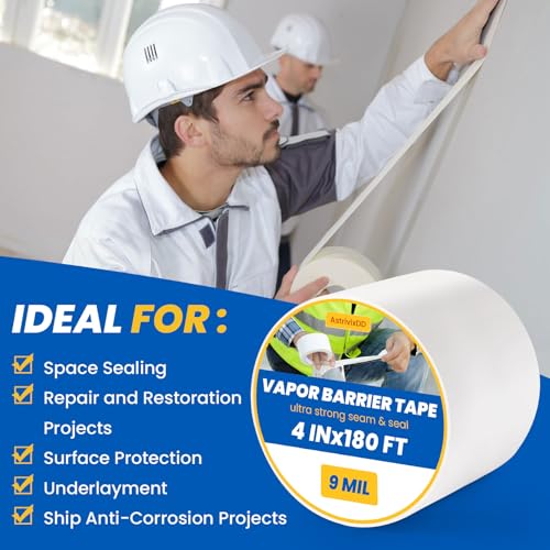 Image of 3 Rolls Vapor Barrier Tape,4 inch x 180 ft,Waterproof Seam Tape for Insulation